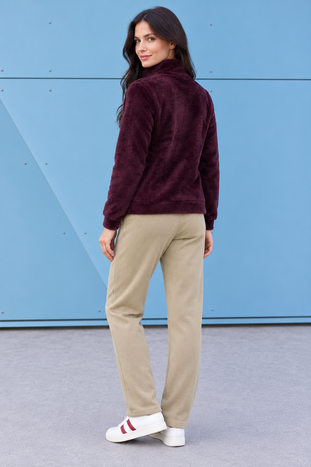 Women’s Natural Melange German Velvet Regular Fit Lower – Soft Winter Casual Pants