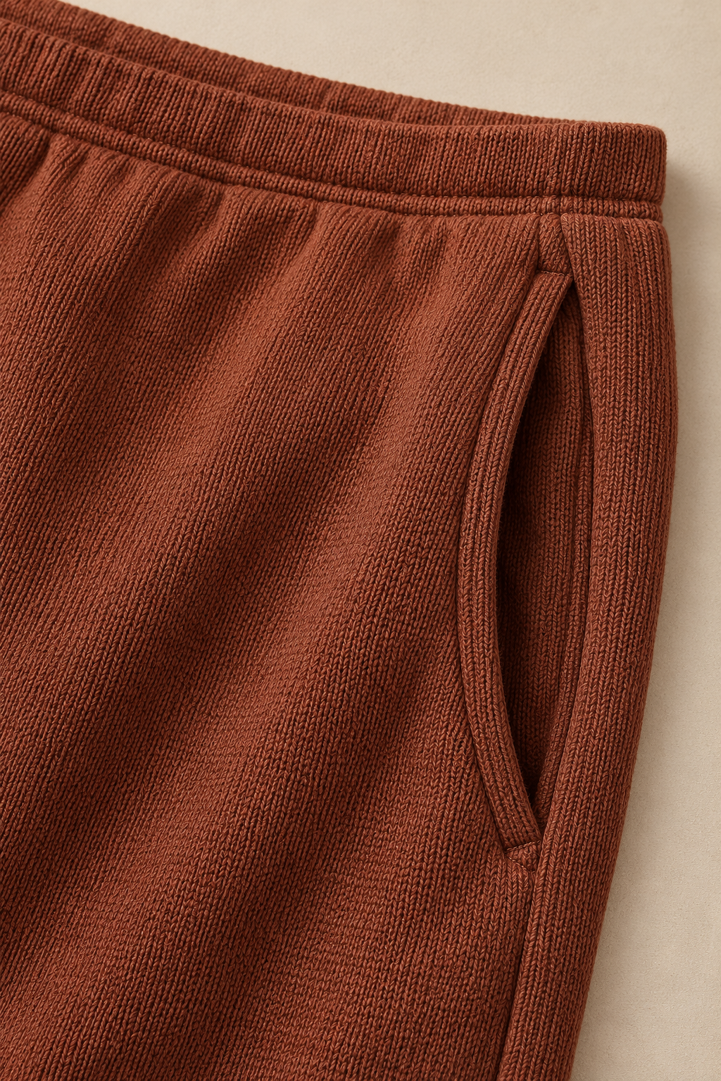 Women’s Deep Rust Knitted Straight-Leg Track Pants – Tracksuit Set Lower