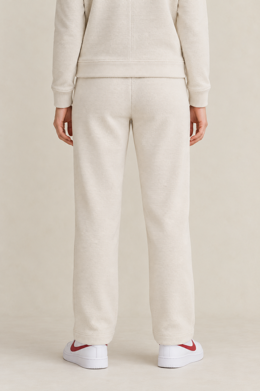 Women’s Vanilla Knitted Straight-Leg Track Pants with Side Pockets – Tracksuit Set Lower