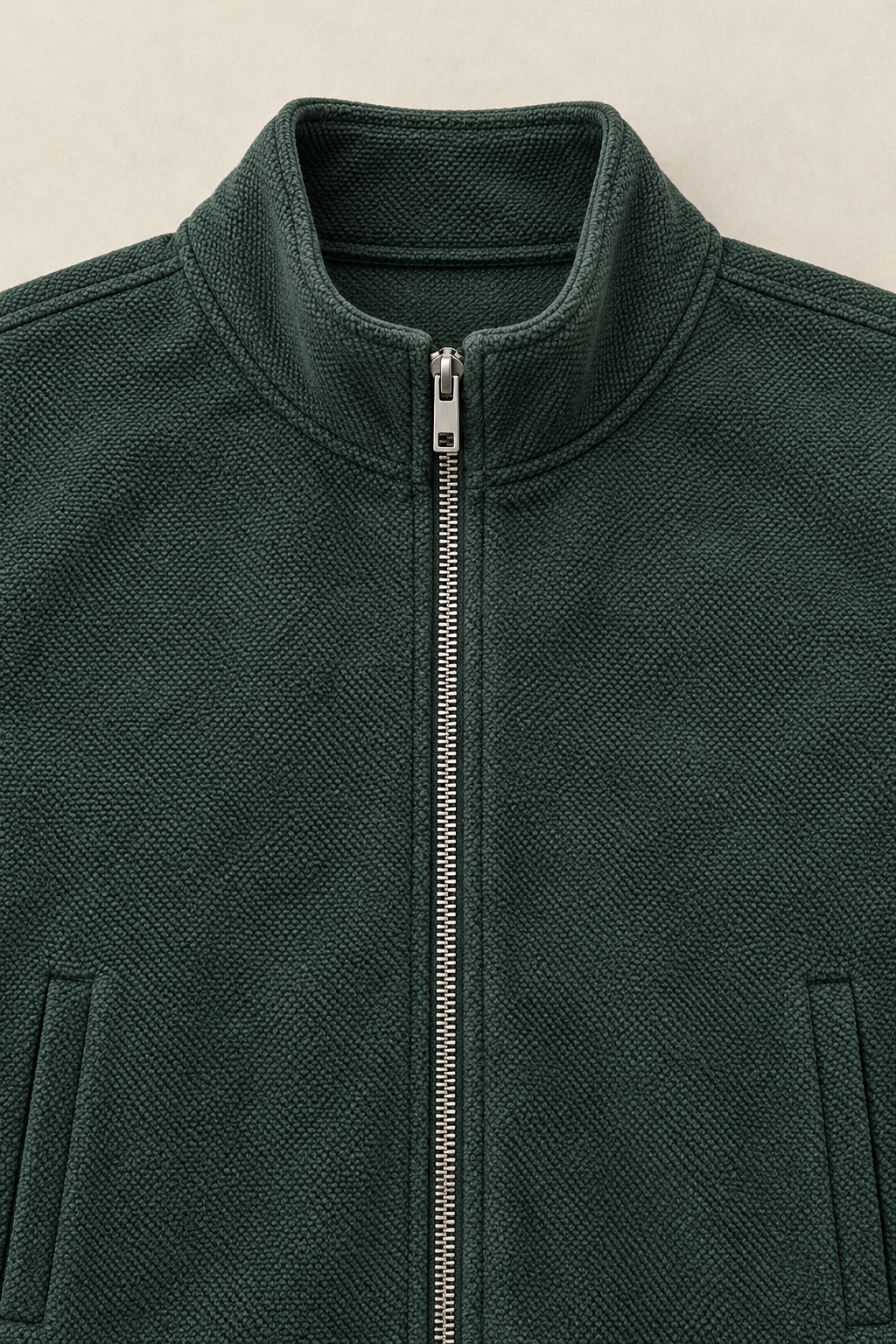 Women’s Bottle Green Knitted Full-Zip Track Jacket – Tracksuit Set Upper