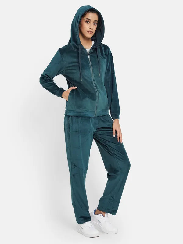 Mettle Hooded Neck Jacket With Mid Rise Track Pant