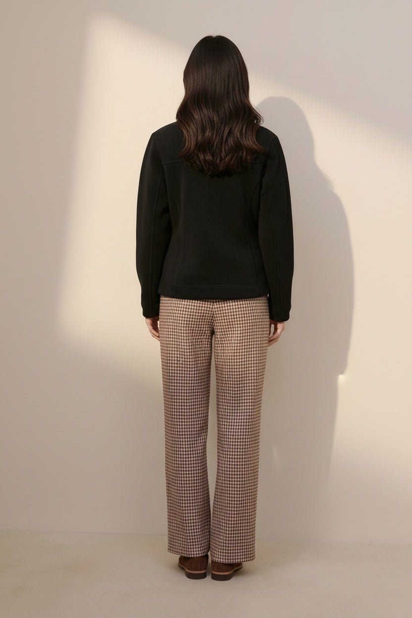 Women Solid Mandarin Neck Sweatshirt