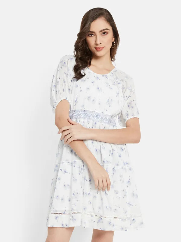 Floral Print Smocking Dress