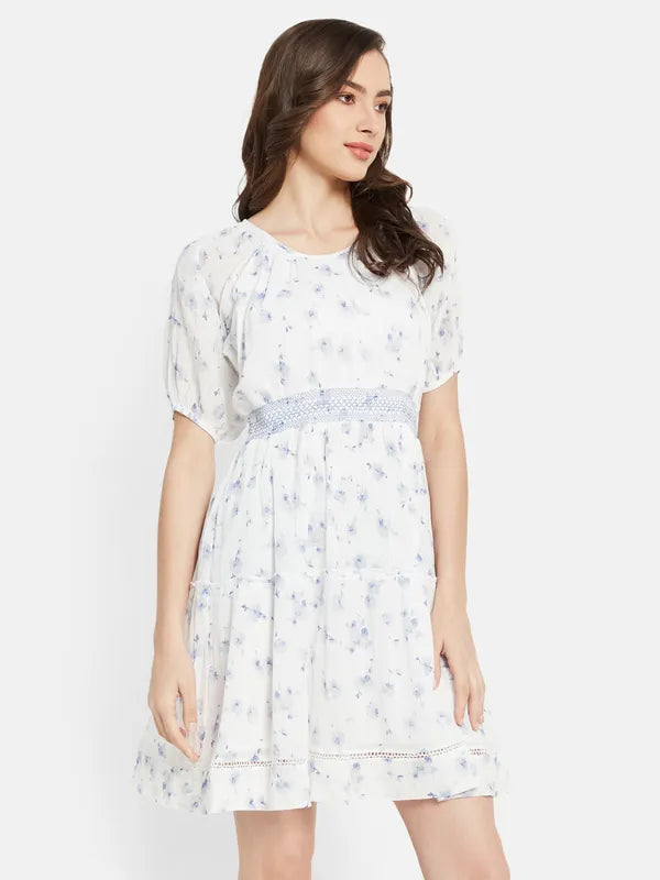 Floral Print Smocking Dress