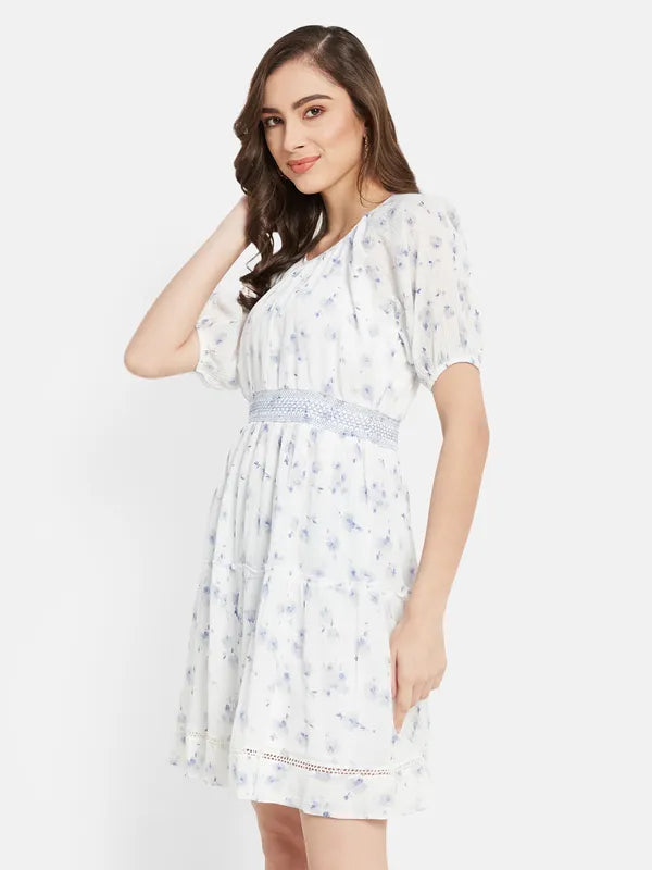 Floral Print Smocking Dress