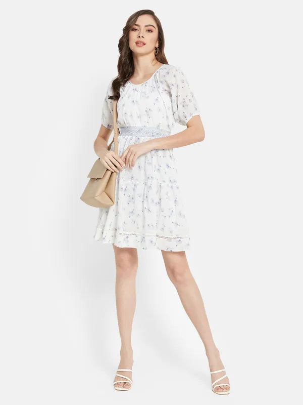 Floral Print Smocking Dress
