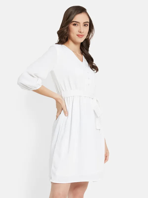 Knee Length Dress With  Belt