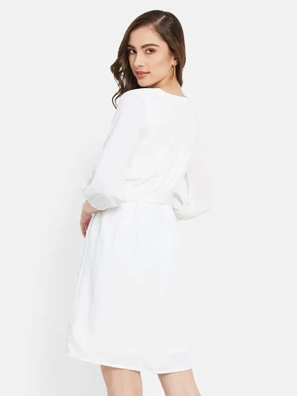 Knee Length Dress With  Belt
