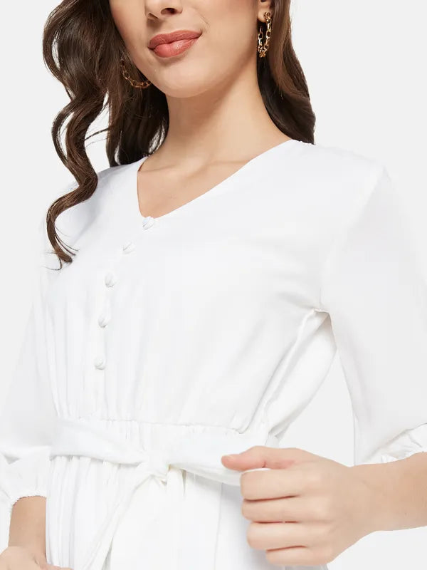 Knee Length Dress With  Belt