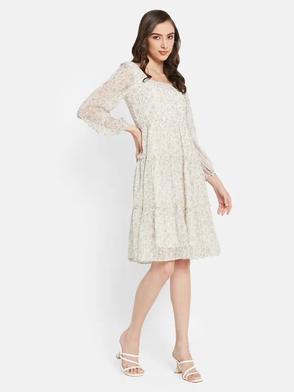 Floral Print Three Tier Dress