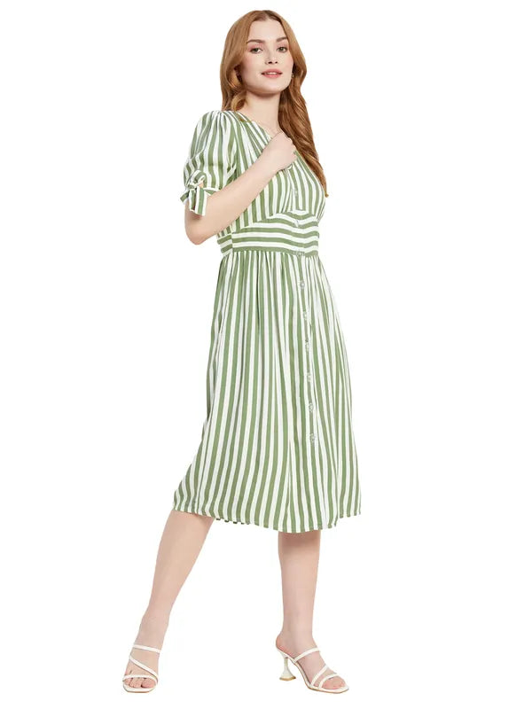 Striped V-Neck Dress