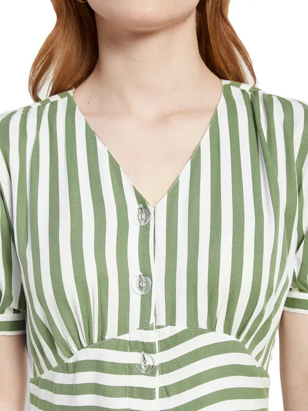 Striped V-Neck Dress
