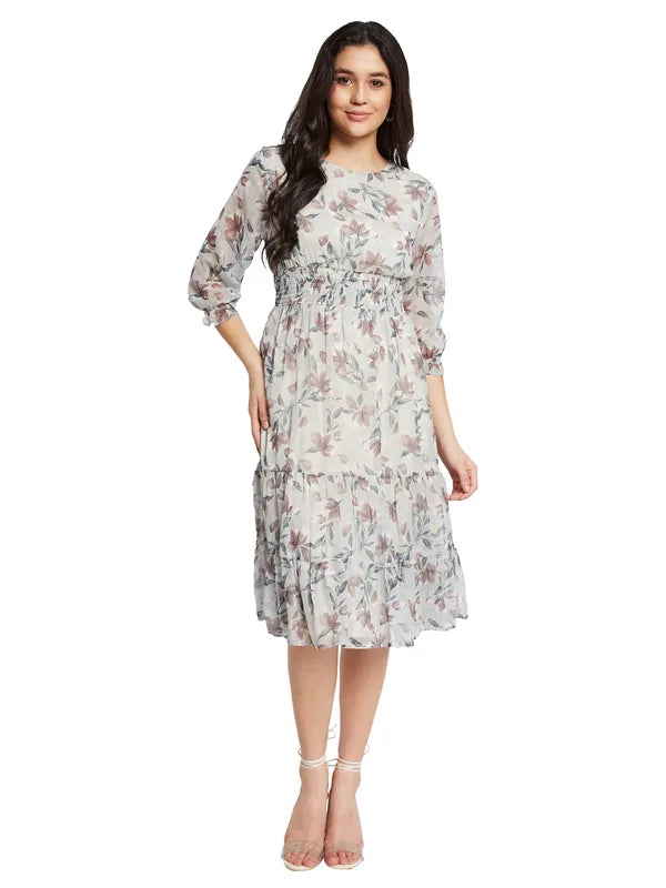 Mettle Floral Print Fit Flare Midi Dress