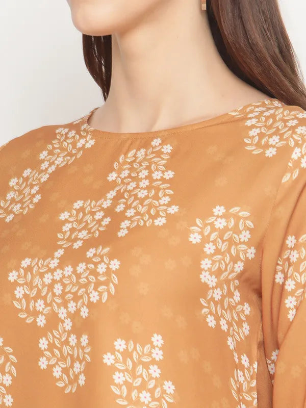 Mettle Mustard Yellow White Floral Print Top