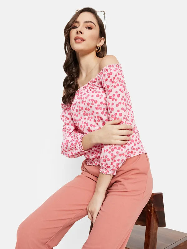 Off Shoulder Floral Print Top