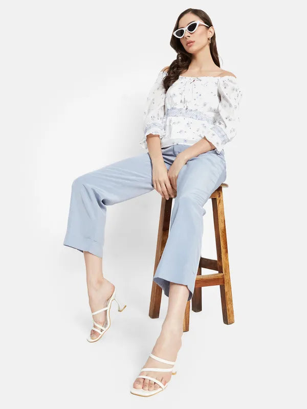 Smocking Floral Print Top