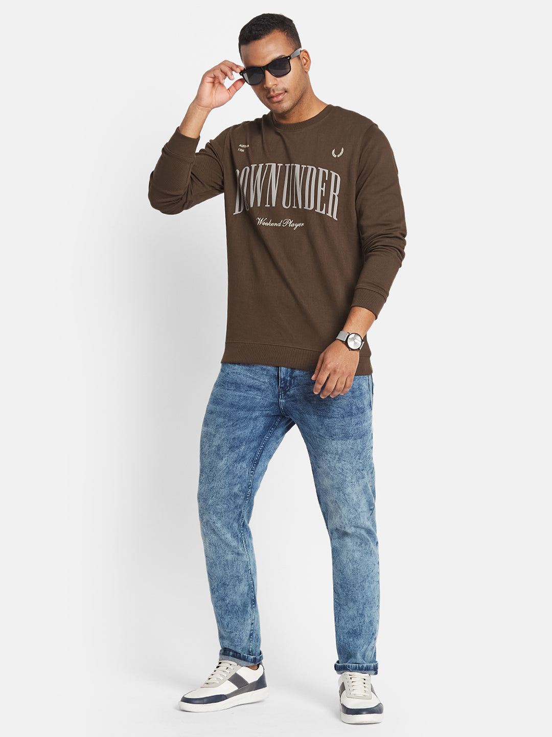METTLE Men Typography Printed Pullover Cotton Sweatshirt