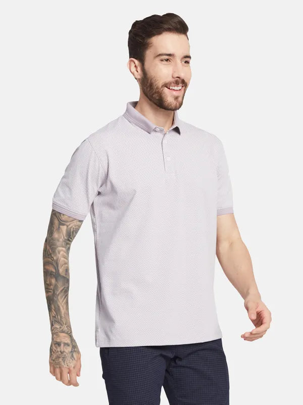 Octave Men Checked Polo Collar Pockets T-Shirt