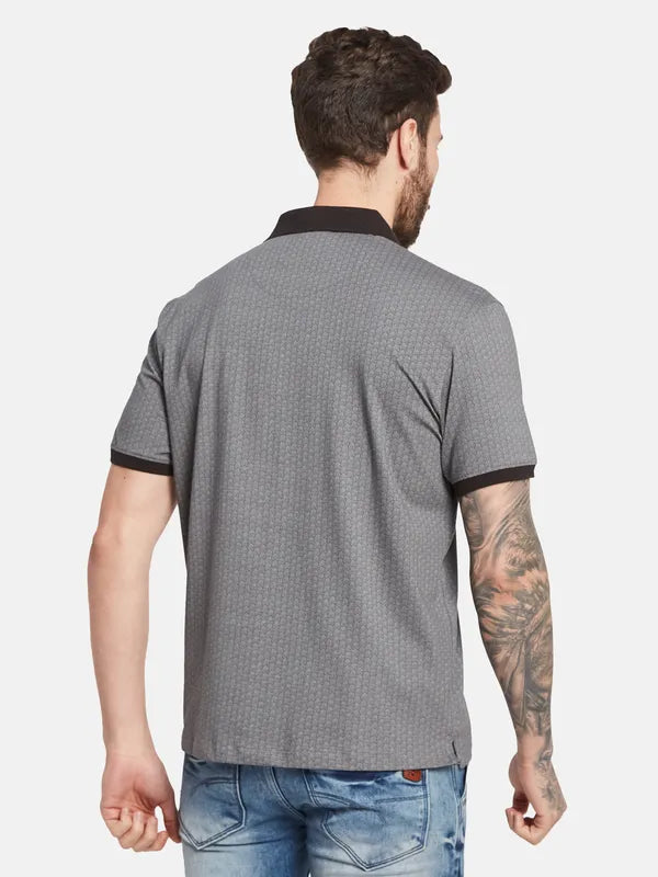 Octave Men Geometric Printed Polo Collar T-Shirt