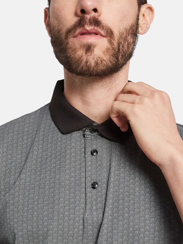 Octave Men Geometric Printed Polo Collar T-Shirt