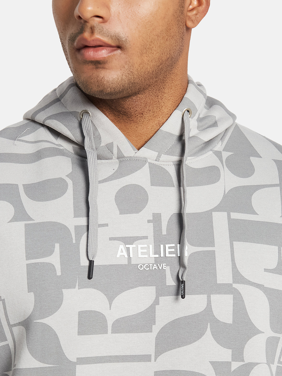 Octave Men Typography Printed Hooded Pullover Long Sleeves Sweatshirt