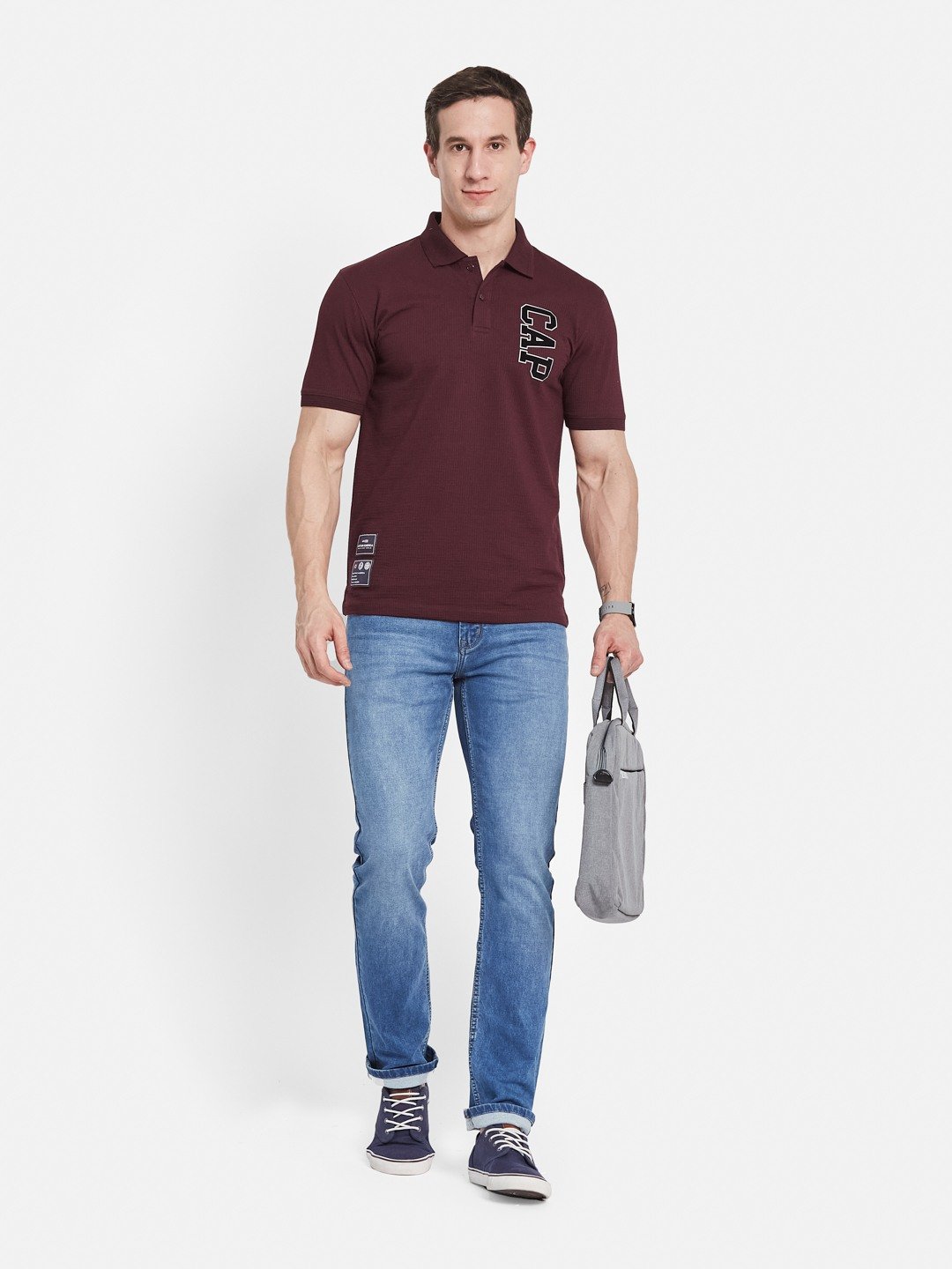 Octave Men Captain America Printed Polo Collar T-shirt