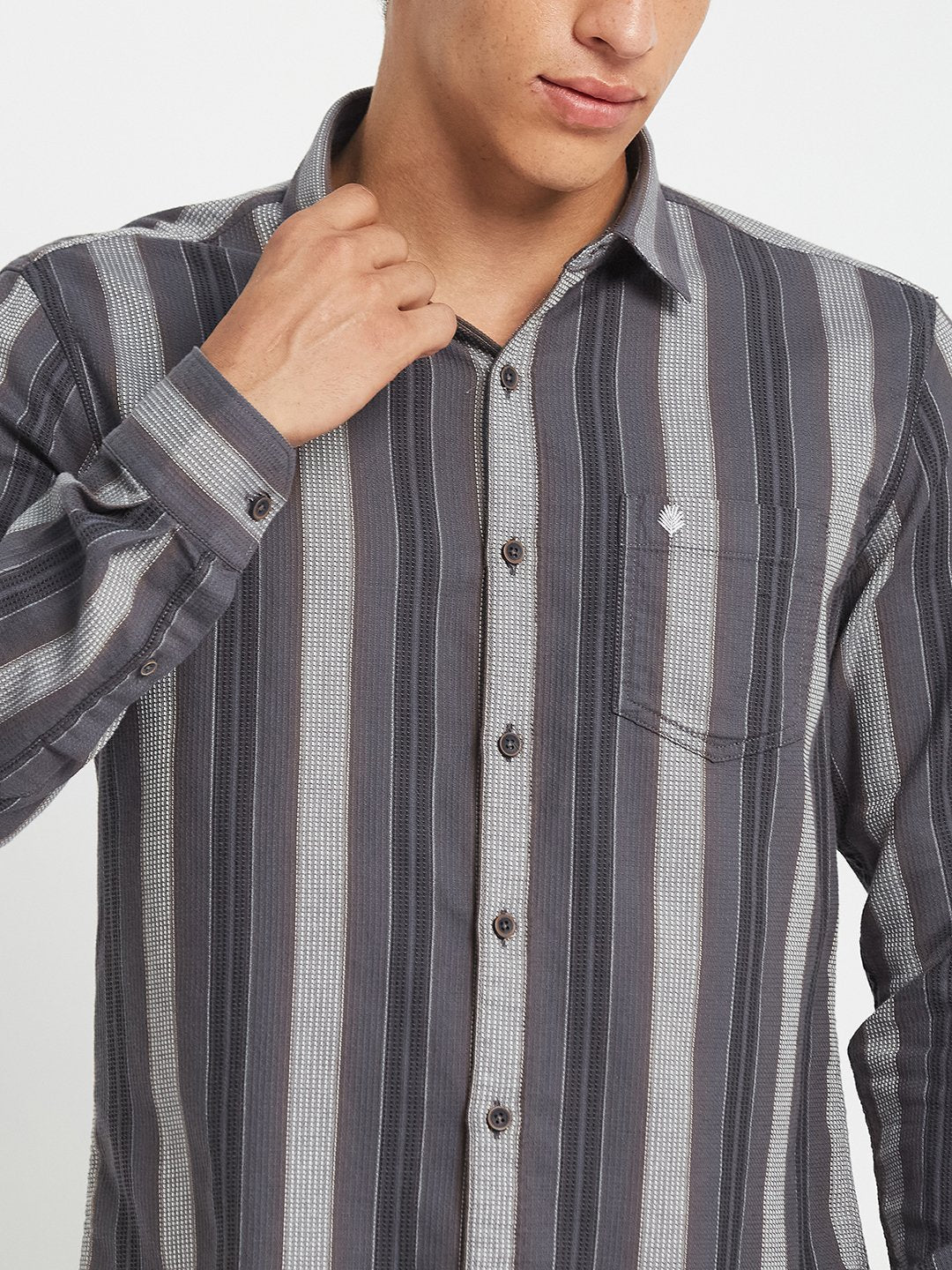 METTLE Vertical Striped Long Sleeves Cotton Shirt