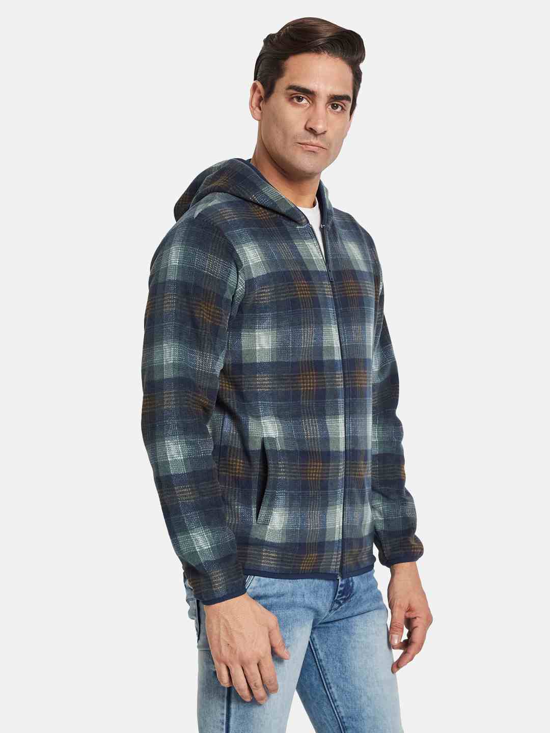 Octave Men Colourblocked Long Sleeves Hooded Sweatshirt