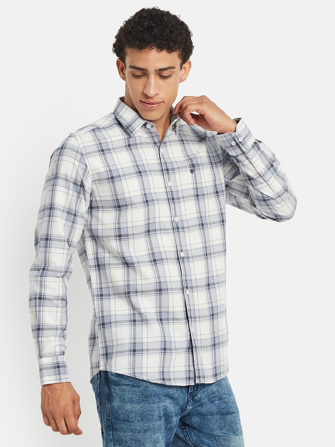METTLE SS25 Striped Cotton Spread Collar Casual Shirt