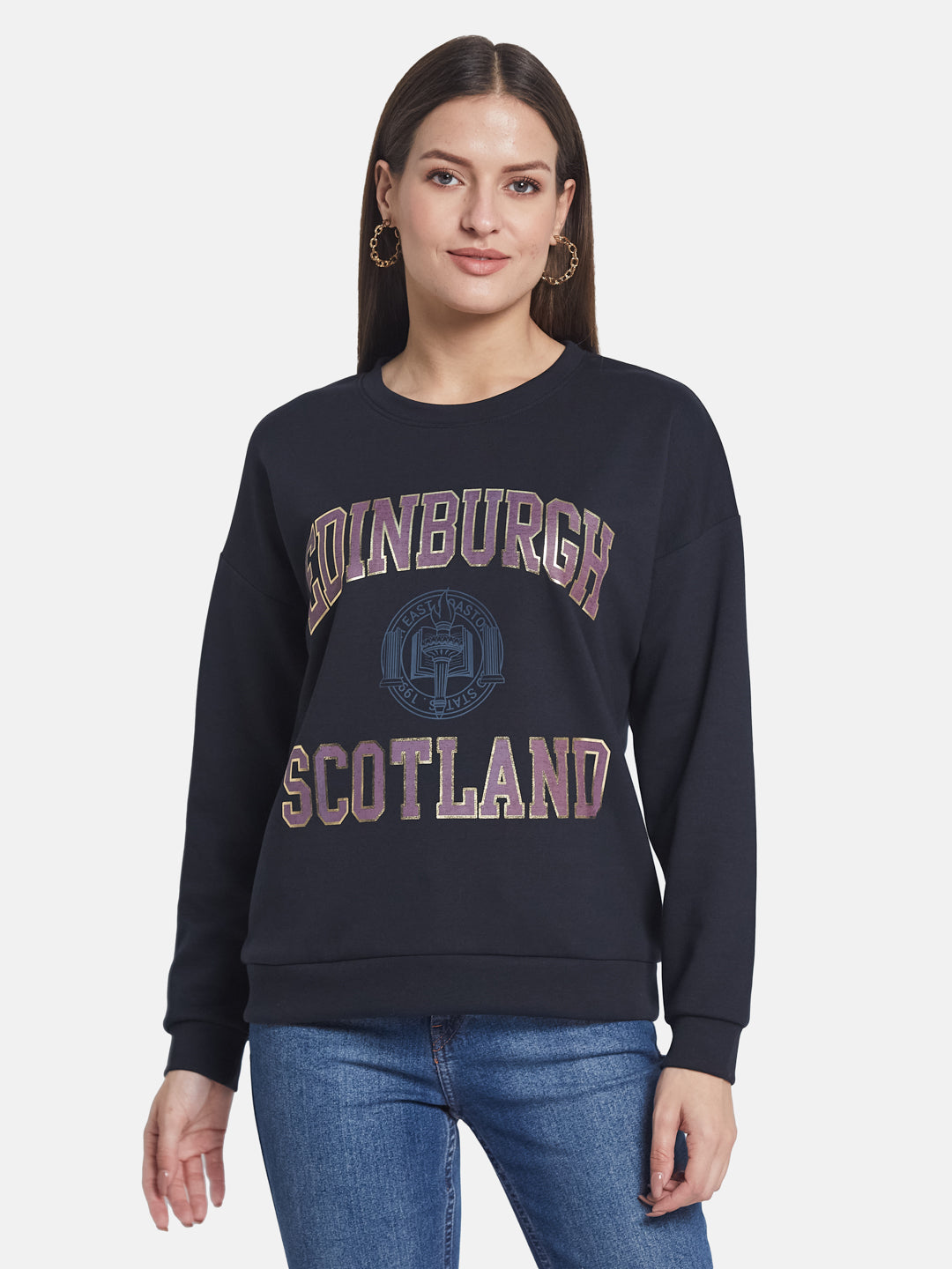 METTLE Women Printed Sweatshirt