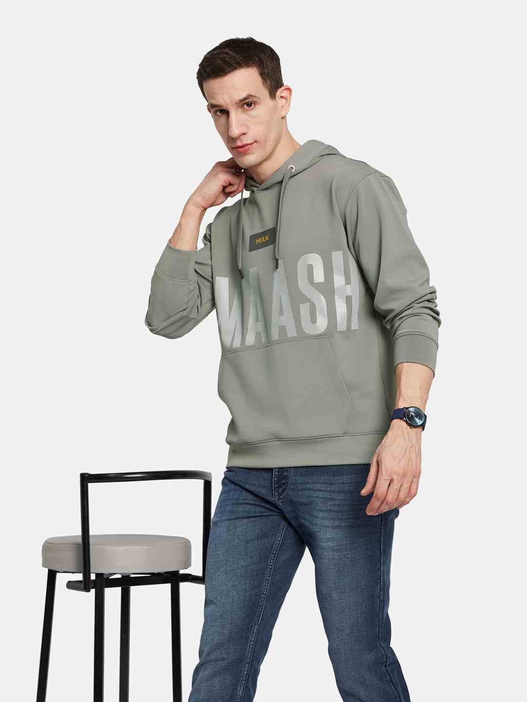 Octave Men Printed Hooded Sweatshirt
