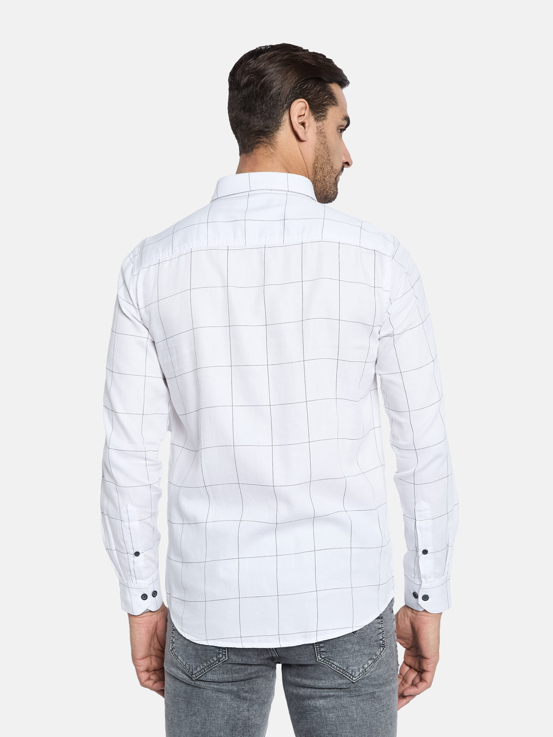 METTLE Men Spread Collar Checked Cotton Casual Shirt