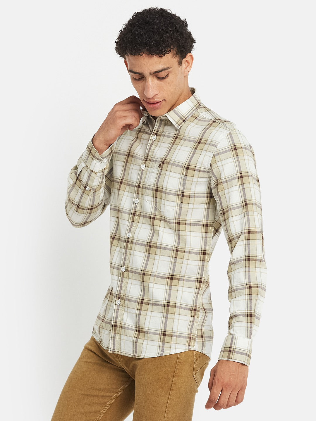 METTLE SS25 Striped Cotton Spread Collar Casual Shirt