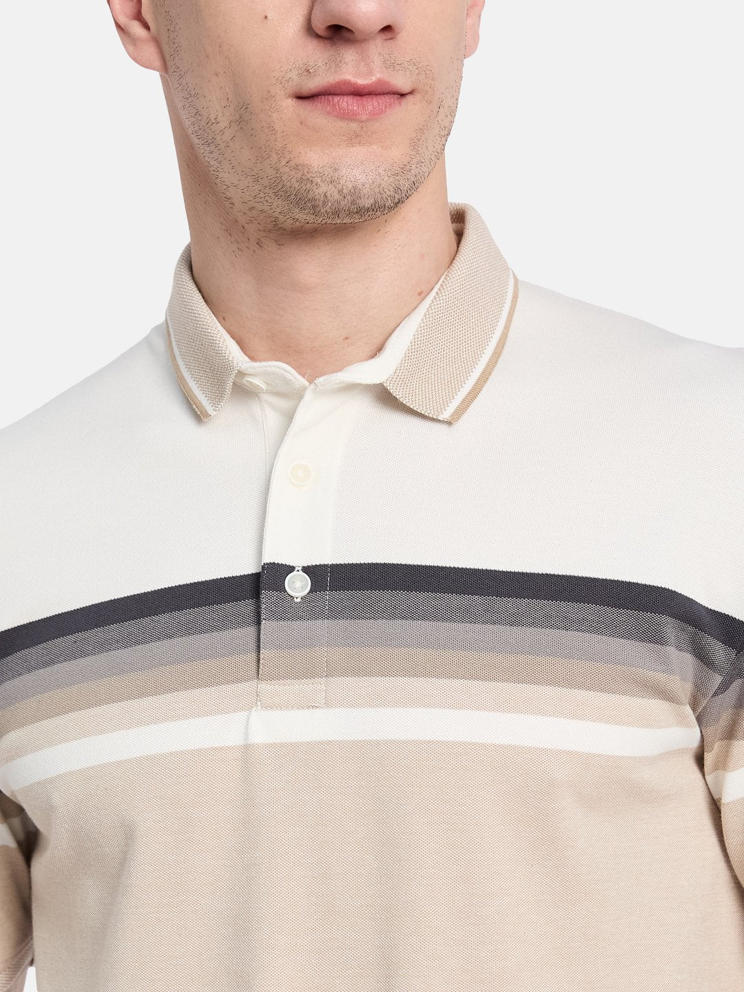 Octave Men Colourblocked Polo Collar T-shirt
