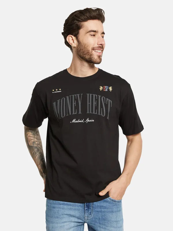 Octave Typography Printed Round Neck Cotton T-Shirt