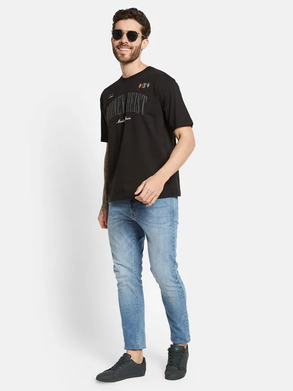 Octave Typography Printed Round Neck Cotton T-Shirt