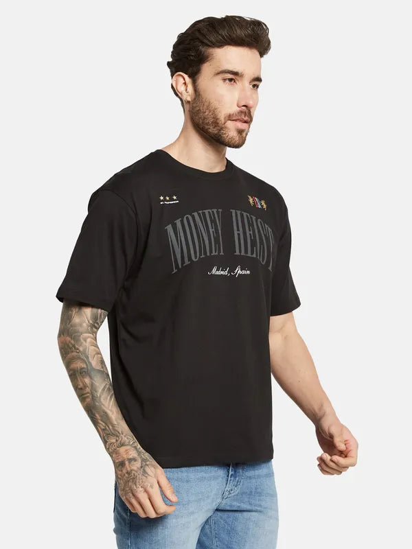 Octave Typography Printed Round Neck Cotton T-Shirt