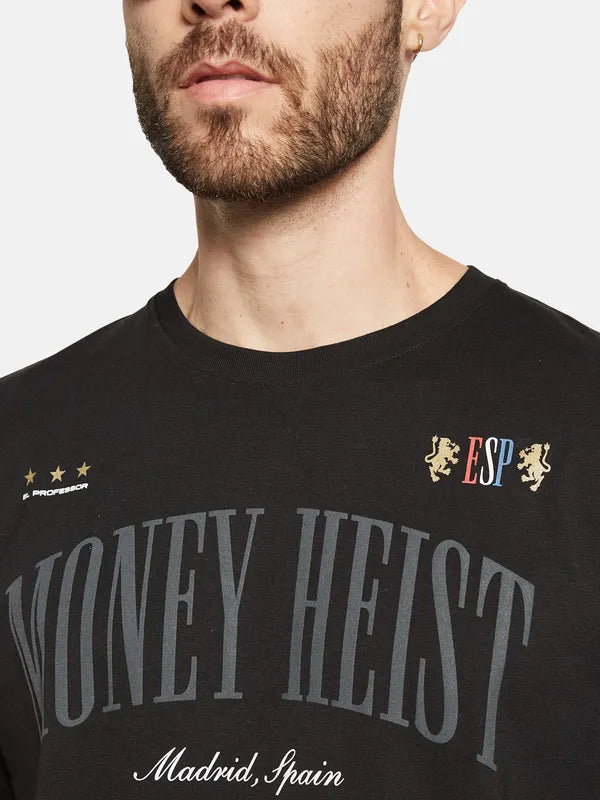 Octave Typography Printed Round Neck Cotton T-Shirt