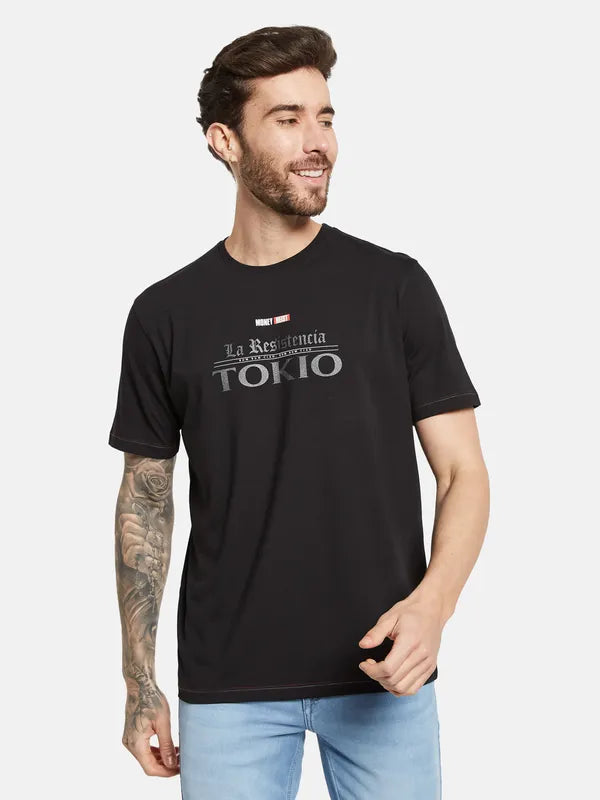 Octave Typography Printed Round Neck Short Sleeves Cotton T-Shirt