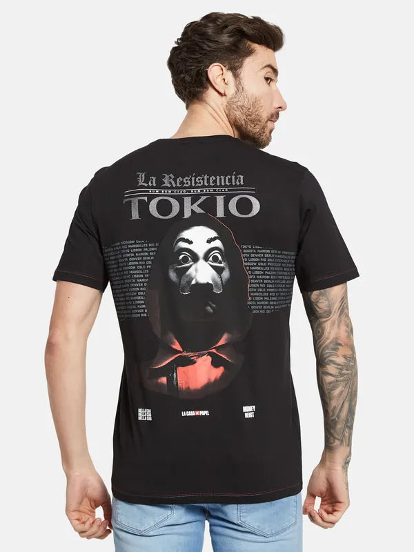 Octave Typography Printed Round Neck Short Sleeves Cotton T-Shirt