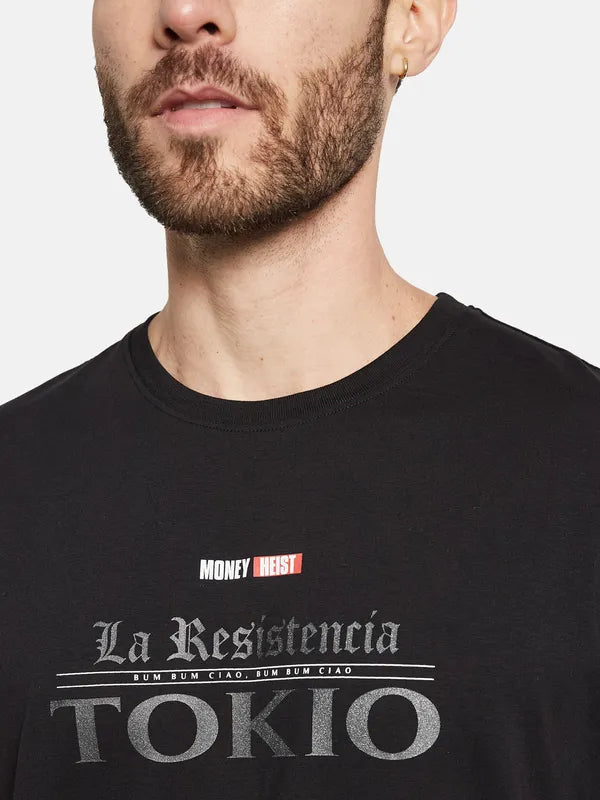 Octave Typography Printed Round Neck Short Sleeves Cotton T-Shirt