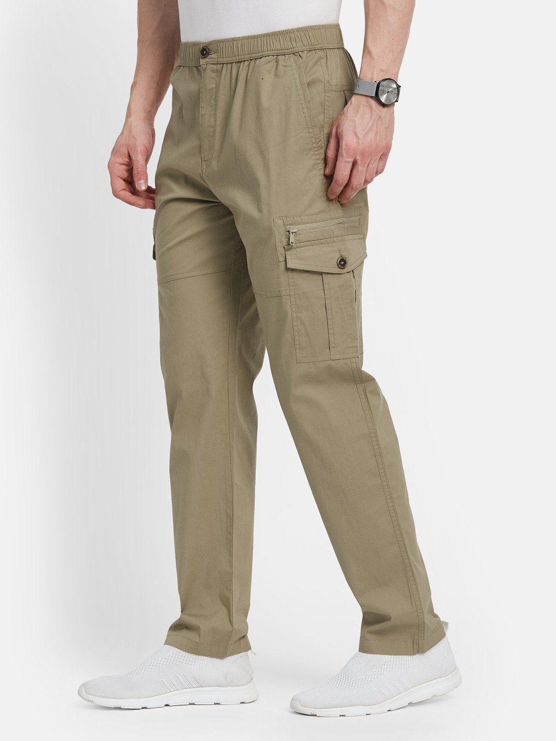 Octave Men Cotton Slim Fit Mid-Rise Cargo