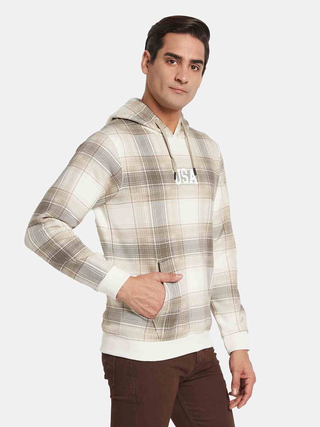 Octave Men Colourblocked Hooded Sweatshirt