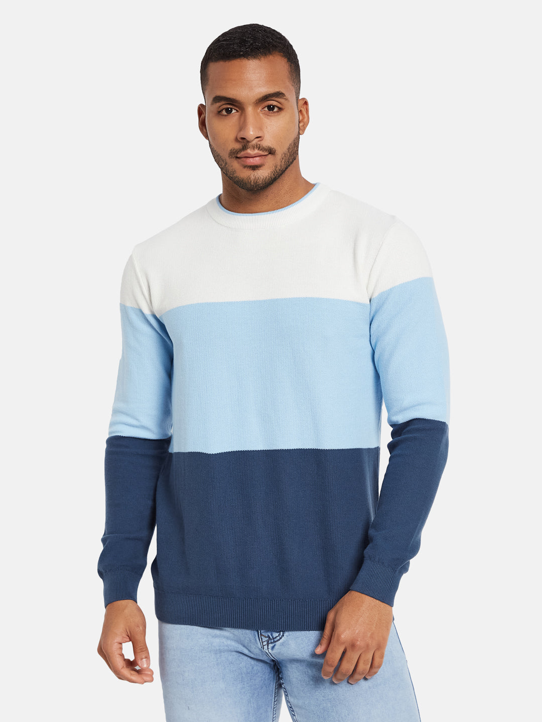 METTLE Men Colourblocked Pullover