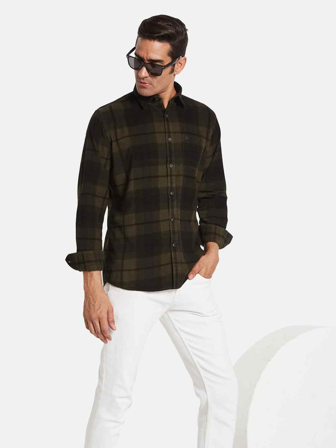 METTLE Men Opaque Checked Casual Shirt