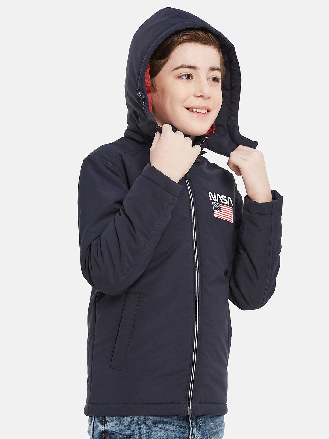Octave Boys Nasa Printed Hooded Sporty Jacket