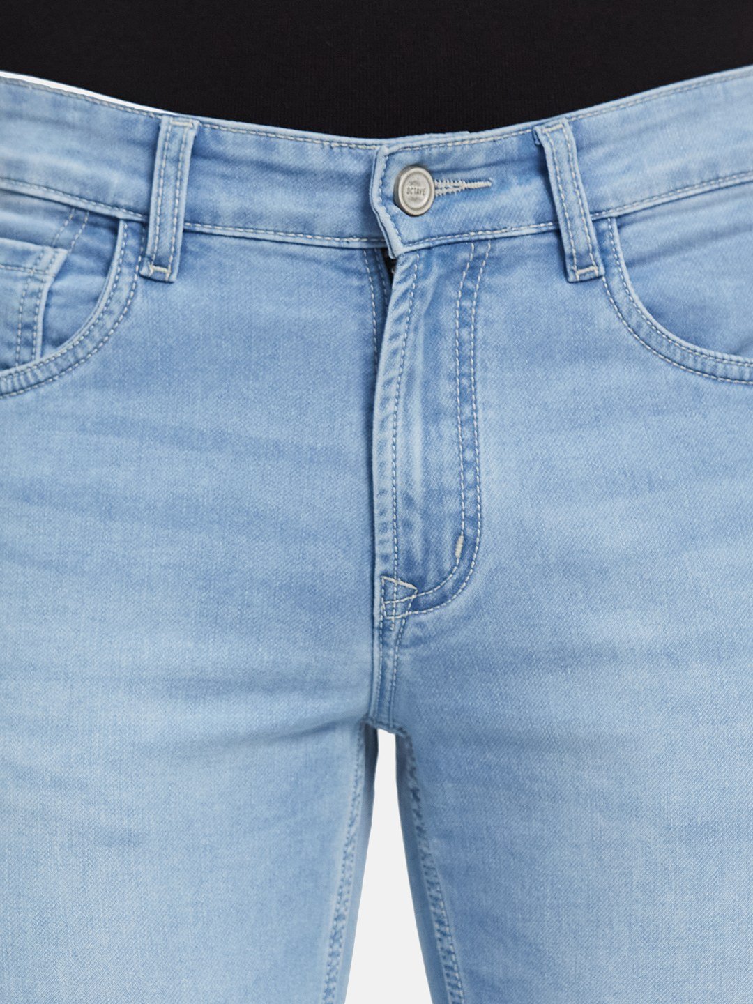 Octave Men Straight Fit Mid-Rise Light Fade Stretchable Jeans