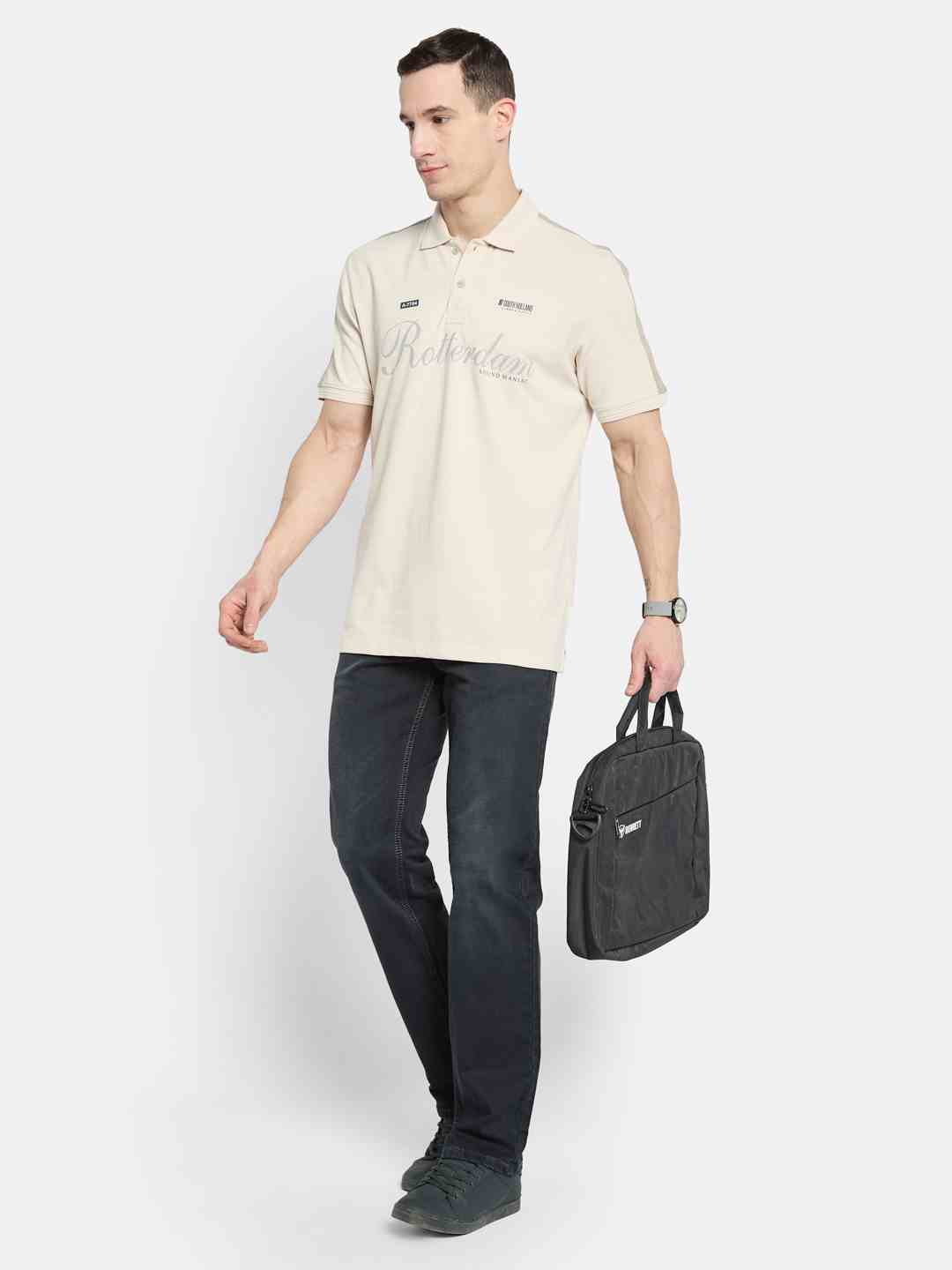 Octave Men Printed Polo Collar T-shirt