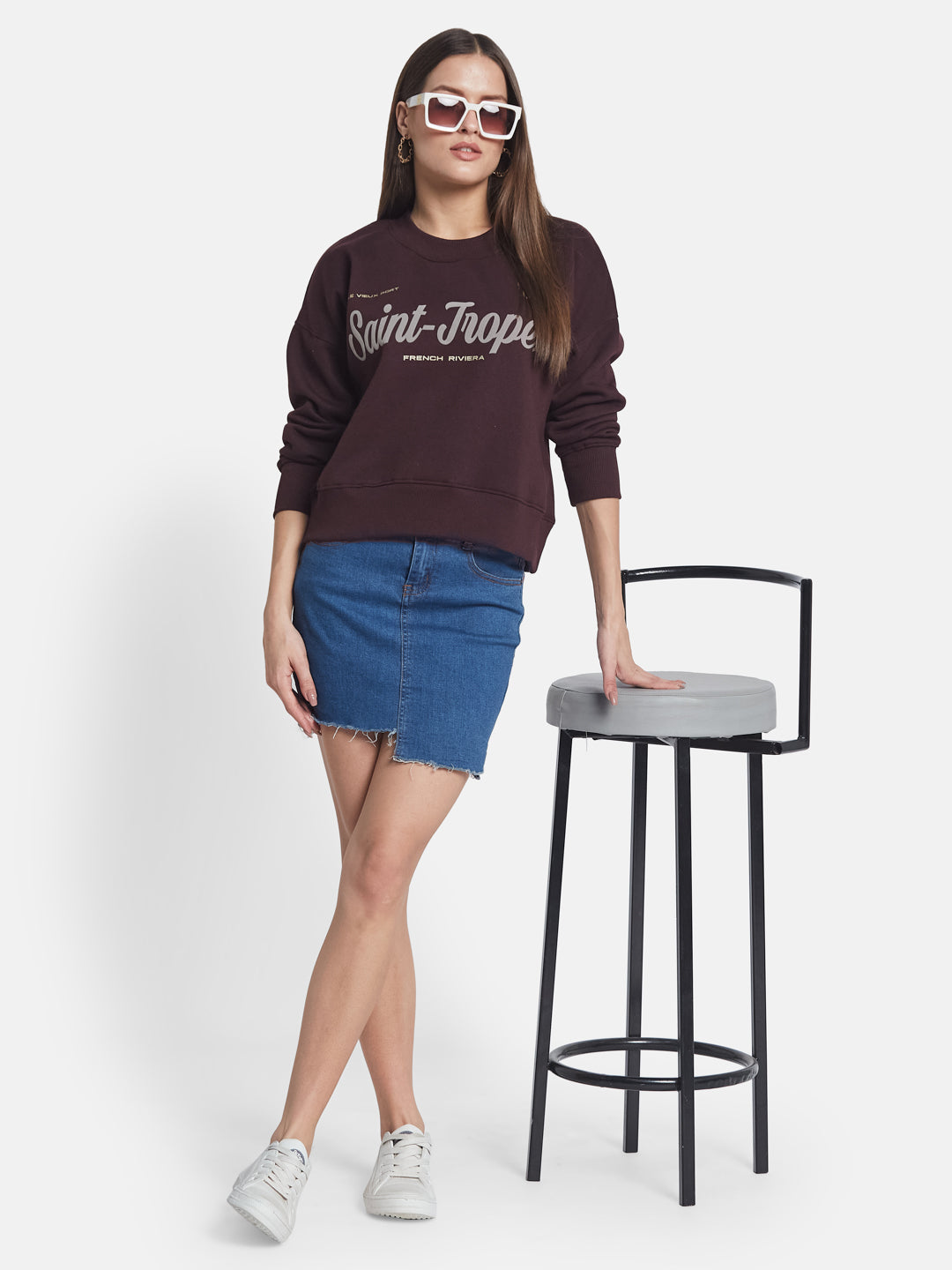 METTLE Women Printed Sweatshirt