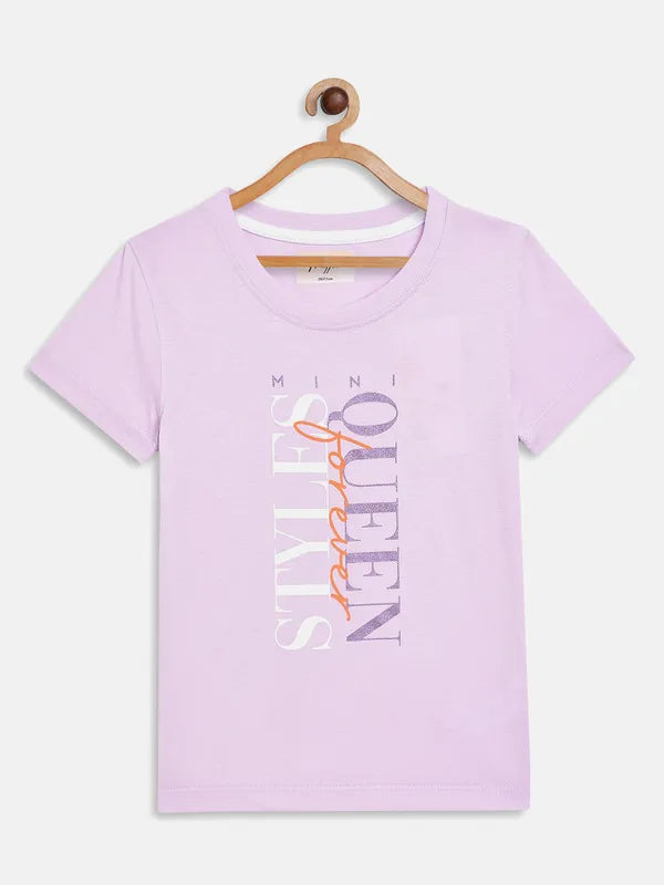 Lavender Graphic Round Neck